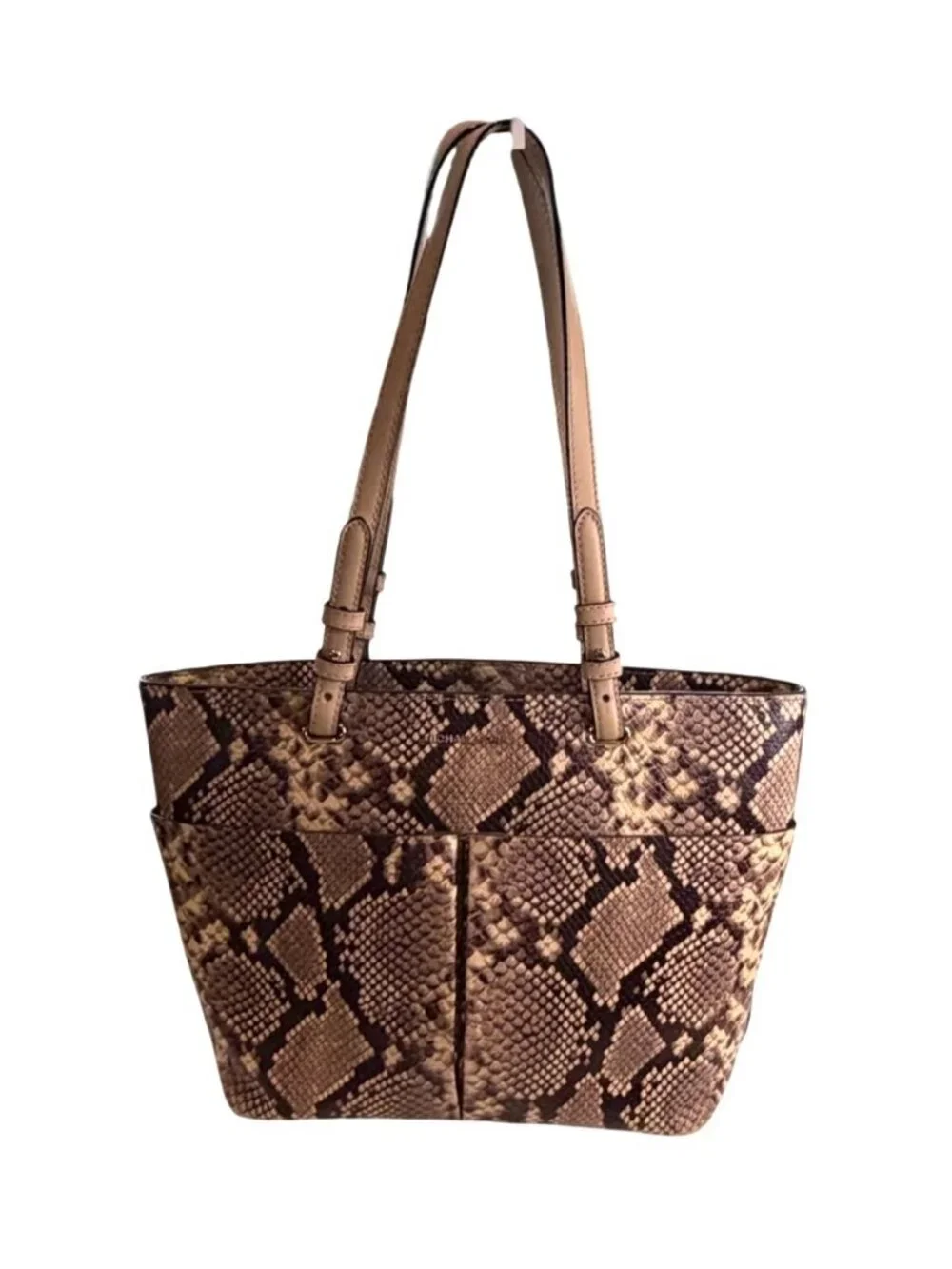 Michael Kors Bedford Pockets Tote Bag Snake Skin Python Design